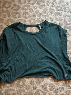 Free People Forest Green Cutout Cropped Tee